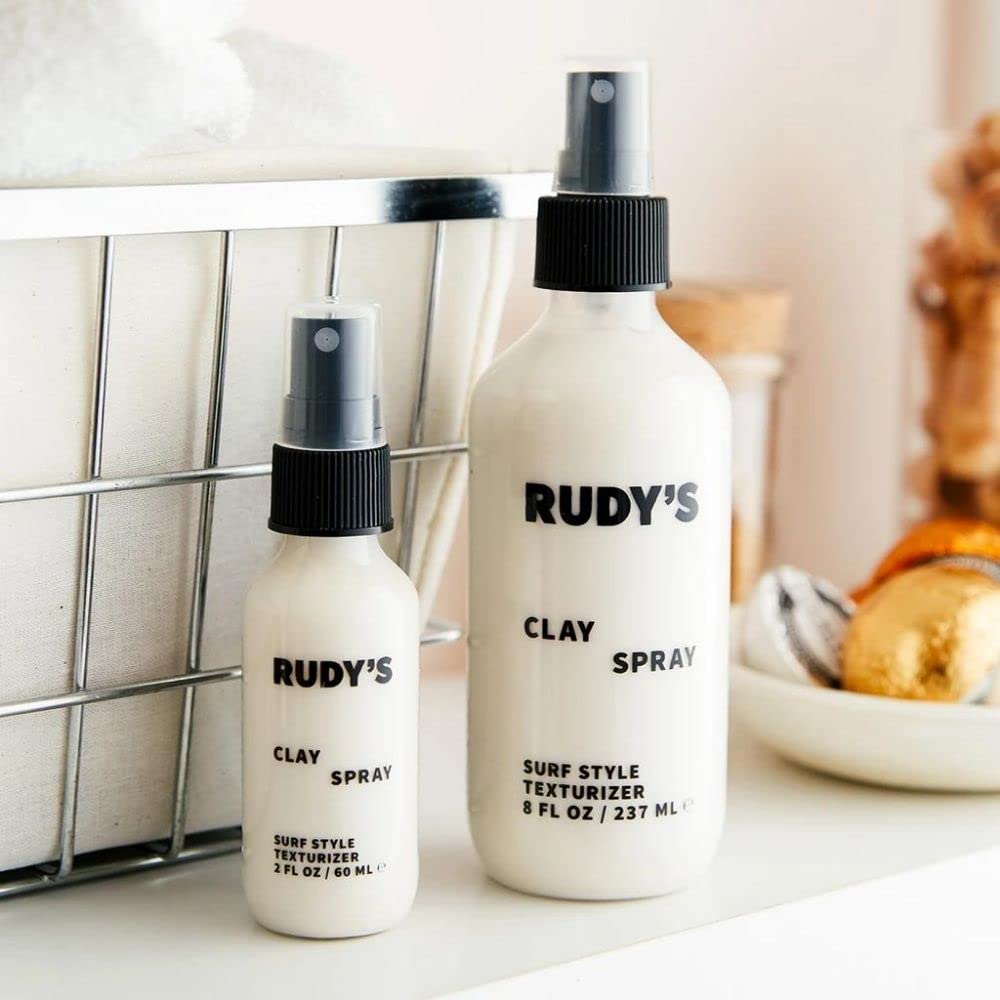 Rudy's Kaolin clay sea salt structure promotes defined texture.