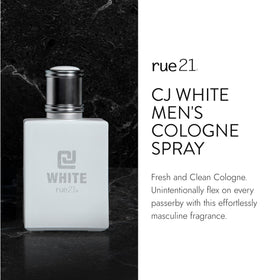 Rue 21 CJ White bottle back with minimalist branding and sleek design