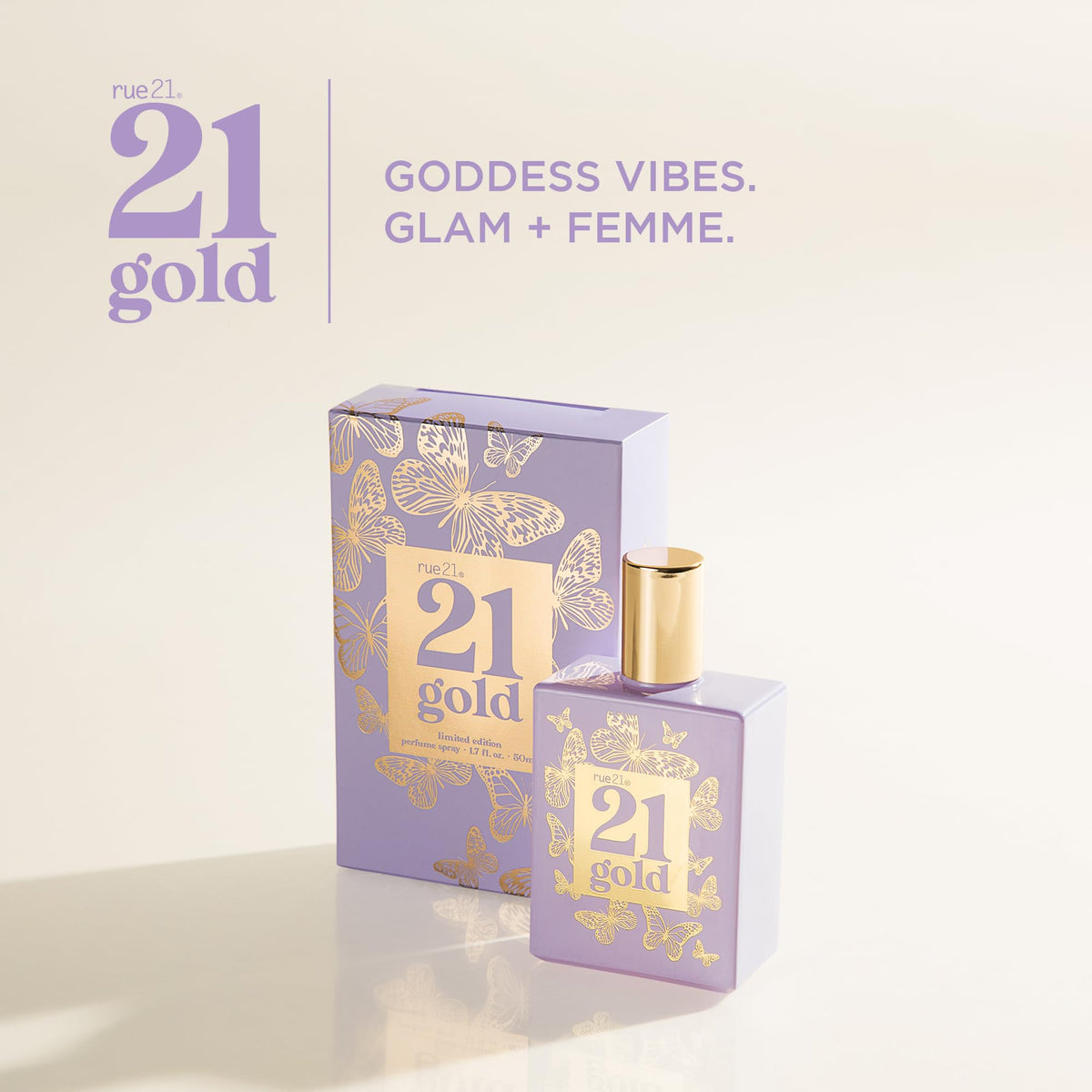Rue 21 Gold collection display to inspire a versatile fragrance wardrobe