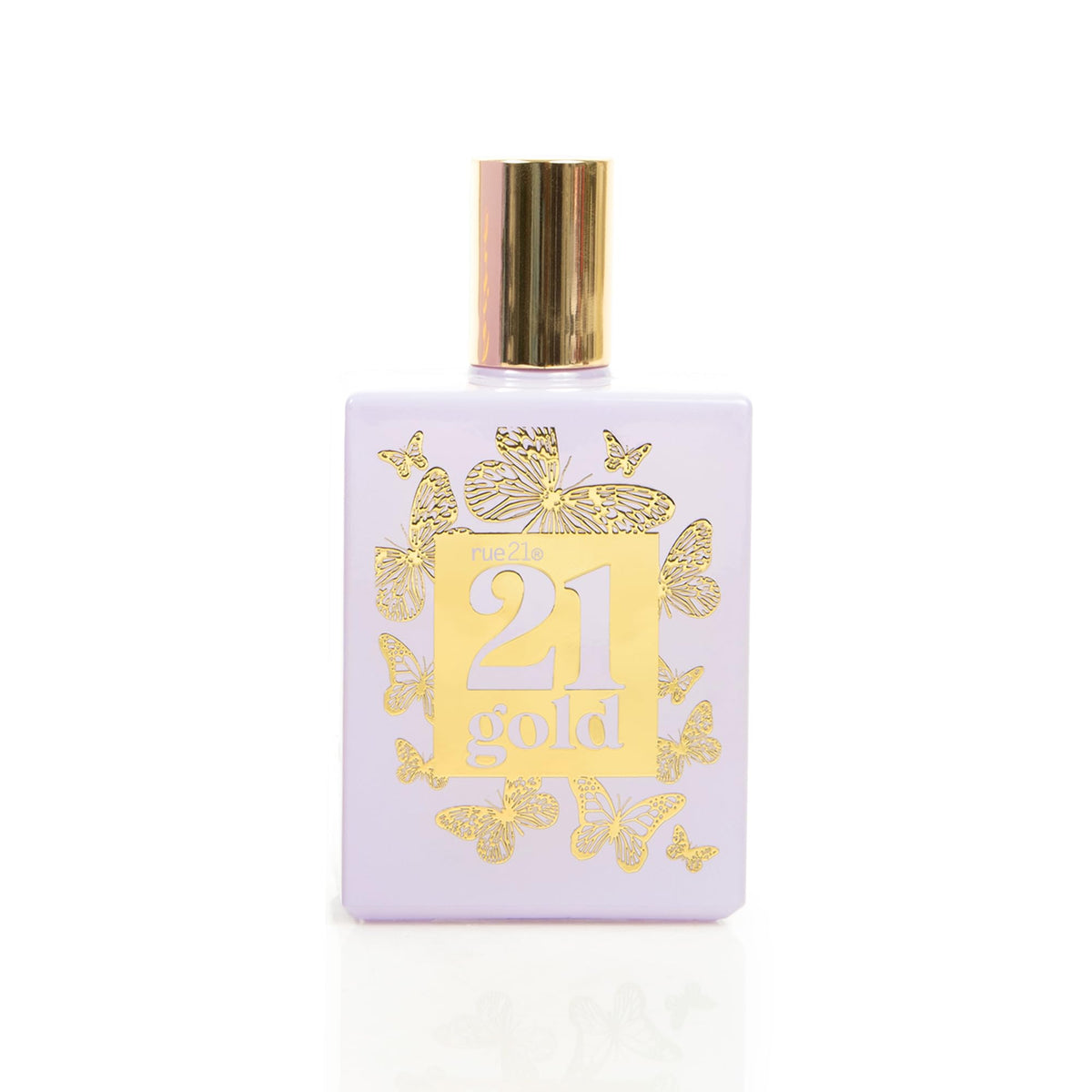 Rue 21 Gold spray application on skin showing quick, lasting glamour
