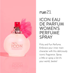Rue 21 Icon EDP cap close-up, elegant travel-friendly design.