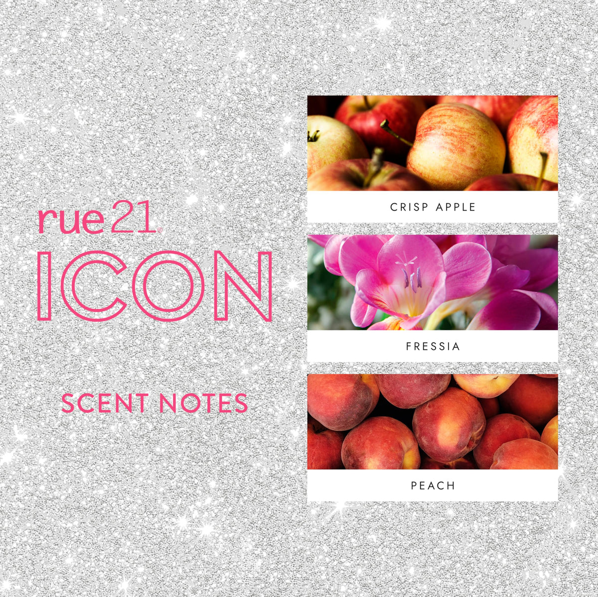Rue 21 Icon EDP spray nozzle, delivers a light, even mist.