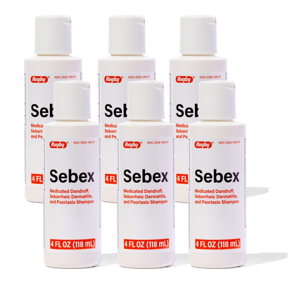 Rugby Sebex medicated dandruff shampoo bottle front for scalp care