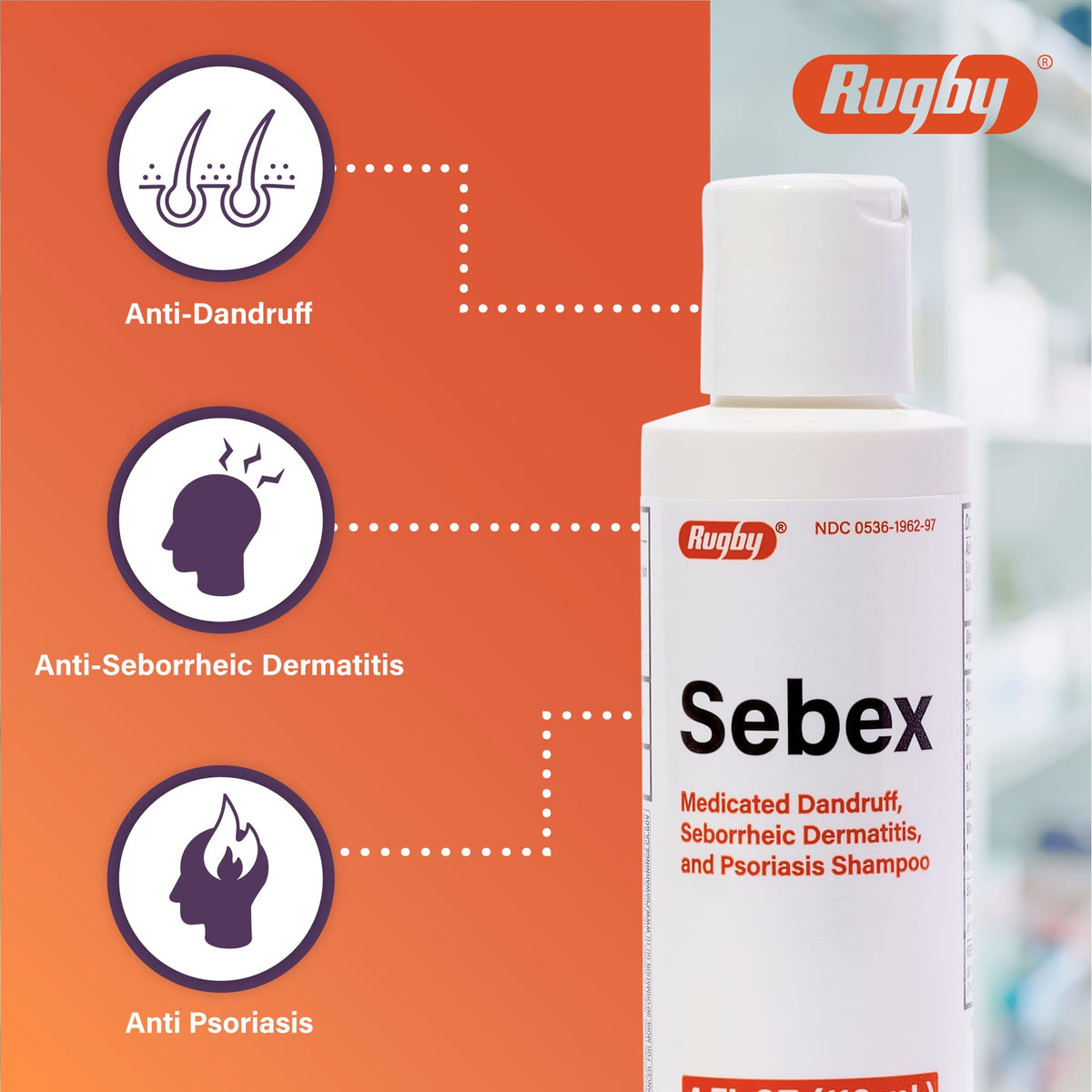 Rugby Sebex formula with 2 sulfur and 2 salicylic acid for anti-dandruff care