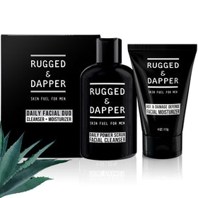 RUGGED & DAPPER Daily Duo Face Wash bottle, refreshing cleanse for renewed look