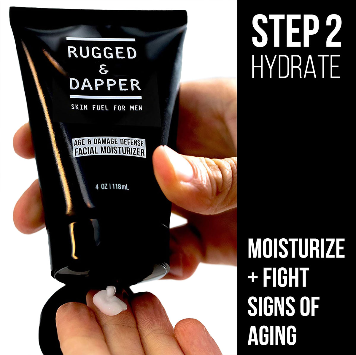 RUGGED & DAPPER Moisturizer cream texture shot, fast absorption for daily use