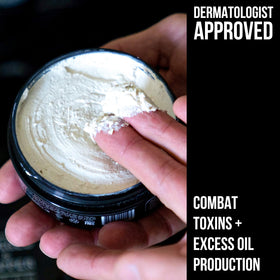 RUGGED & DAPPER applying mask on face demonstrates a quick 10-minute cleanse.