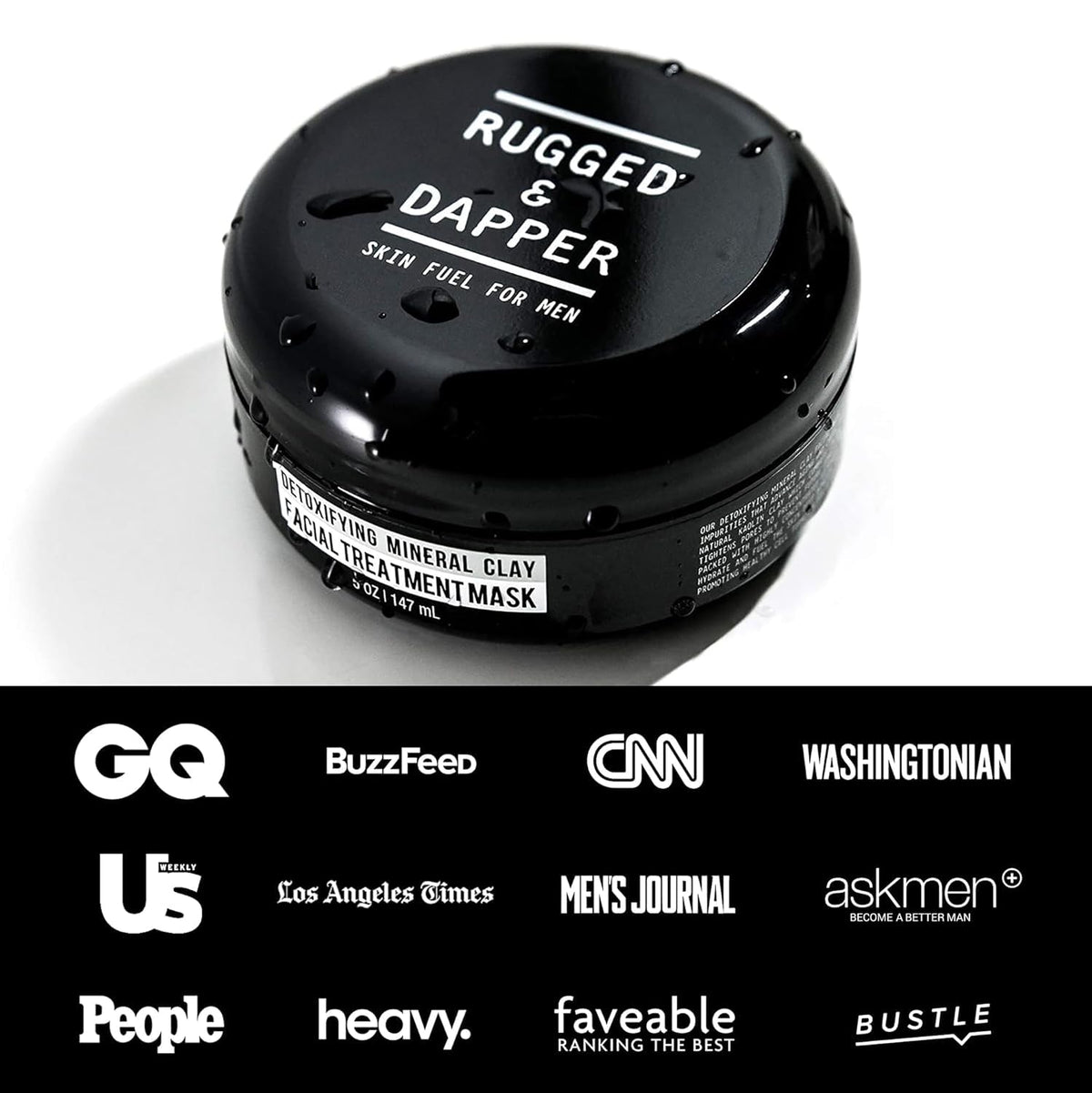 RUGGED & DAPPER packaging box signals premium, small-batch quality.