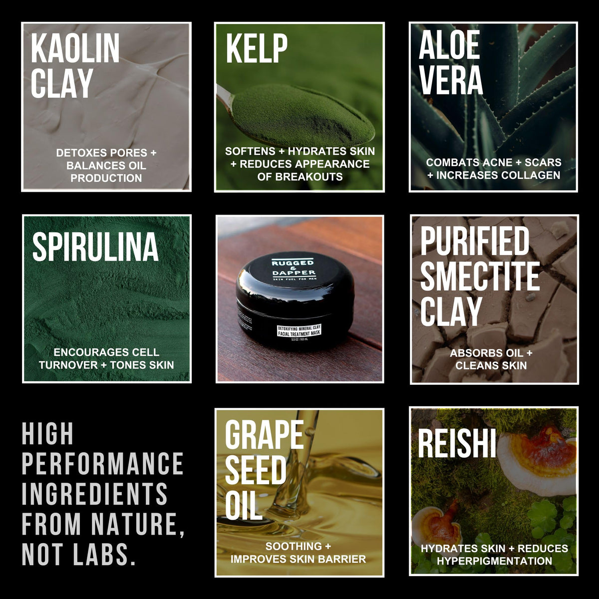 RUGGED & DAPPER hands applying mask highlights effortless grooming ritual.