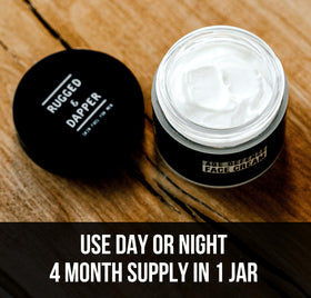 RUGGED & DAPPER evergreen-scented cream provides a refreshing morning ritual
