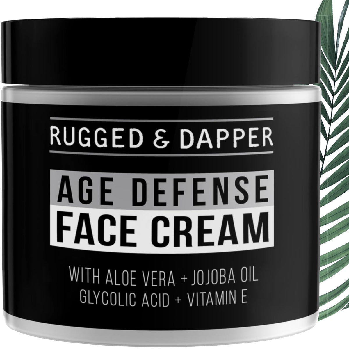 RUGGED & DAPPER mens face cream hyaluronic acid jar close-up for deep hydration