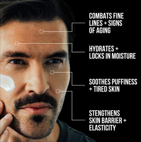 RUGGED & DAPPER face cream texture swirl to highlight rich but non-greasy formula