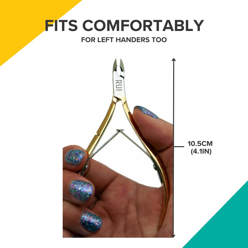 Rui Smiths French-handle design provides ergonomic grip during mani-pedi.