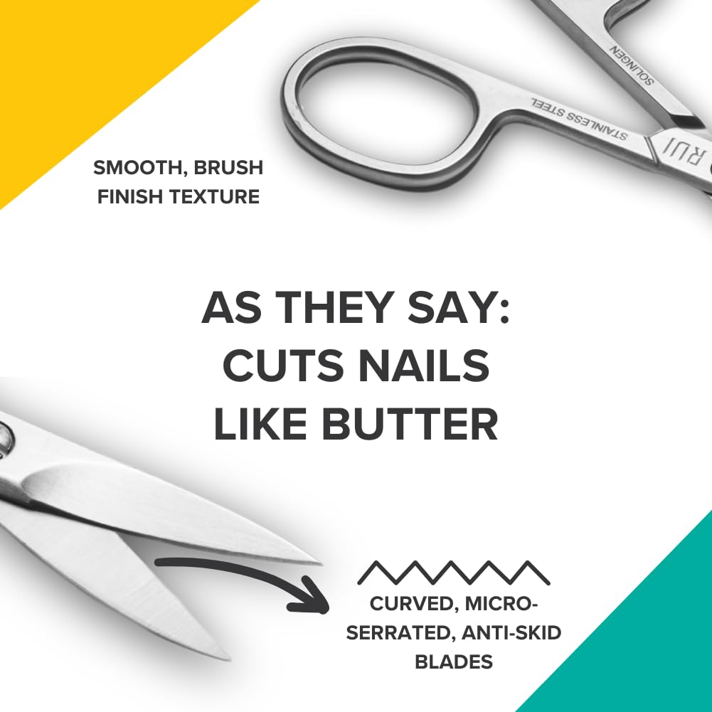 Rui Smiths Pro Precision Nail Scissors fine adjustment screw for tension control.