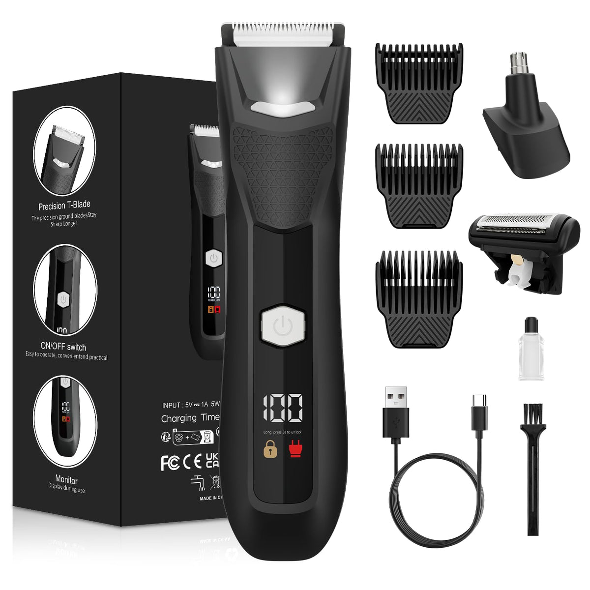 Ruibo 3-in-1 body hair trimmer for full-body grooming, showcasing versatility.