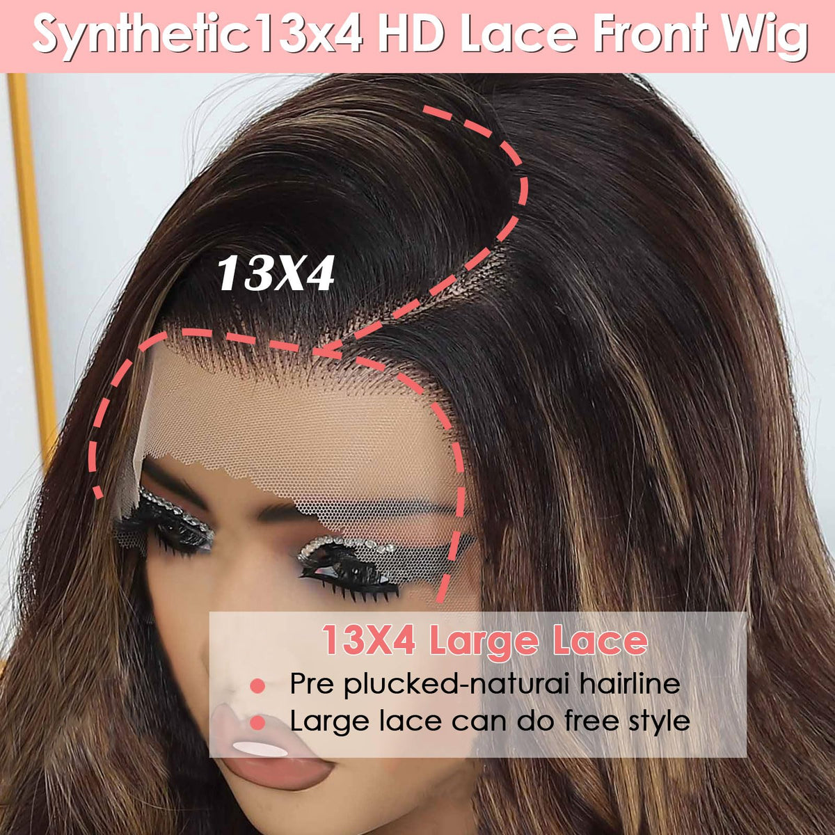 Ruiieea lace-front detail demonstrates seamless parting for versatile styling options.