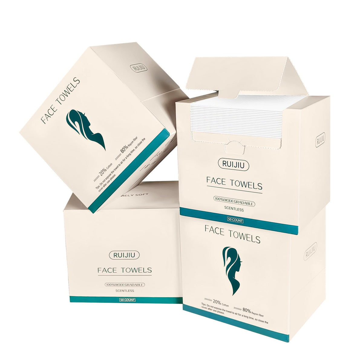 RUIJIU disposable face towel, large 10x12, soft and absorbent.