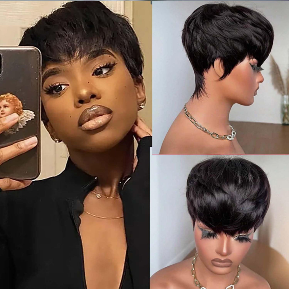 RUISENNA cosplayer short wig, layered cut for themed events.
