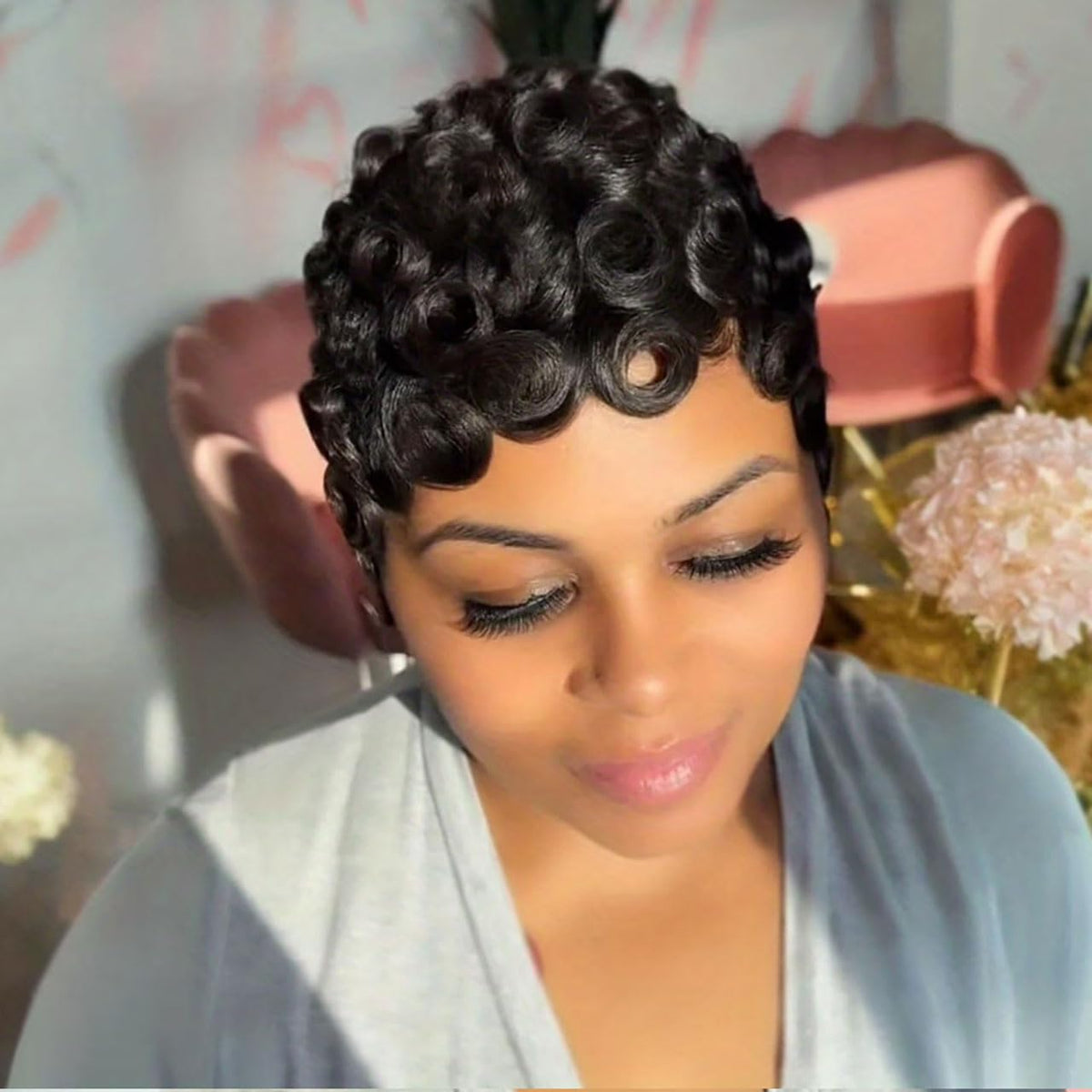 RUISENNA Pixie Cut Wig cap construction demonstrates comfortable glueless fit for secure all day wear