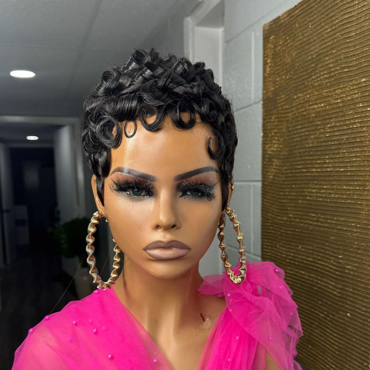 RUISENNA Pixie Cut Wig side angle highlights easy maintenance and natural movement