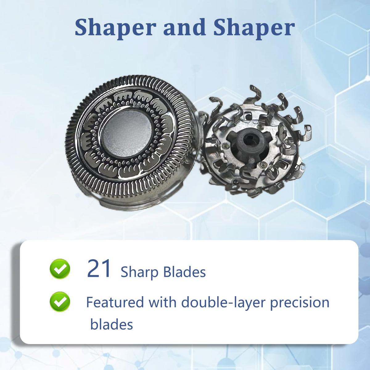 Ruixin SH90-70 replacement head mounted on a shaver showing secure fit.