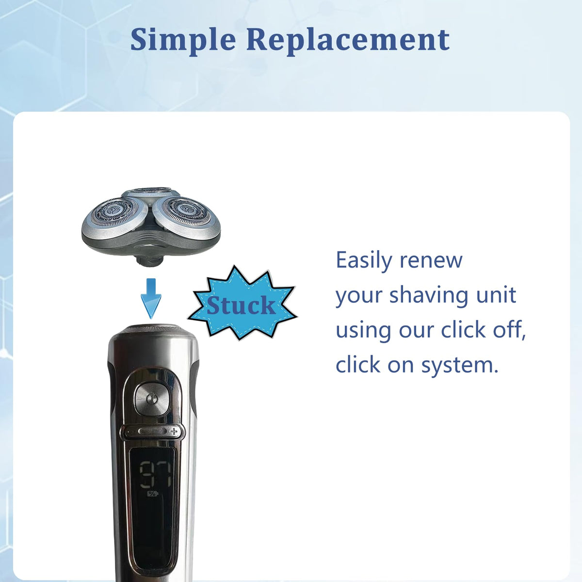 Ruixin SH90 installation view, easy swap to refresh your Philips razor