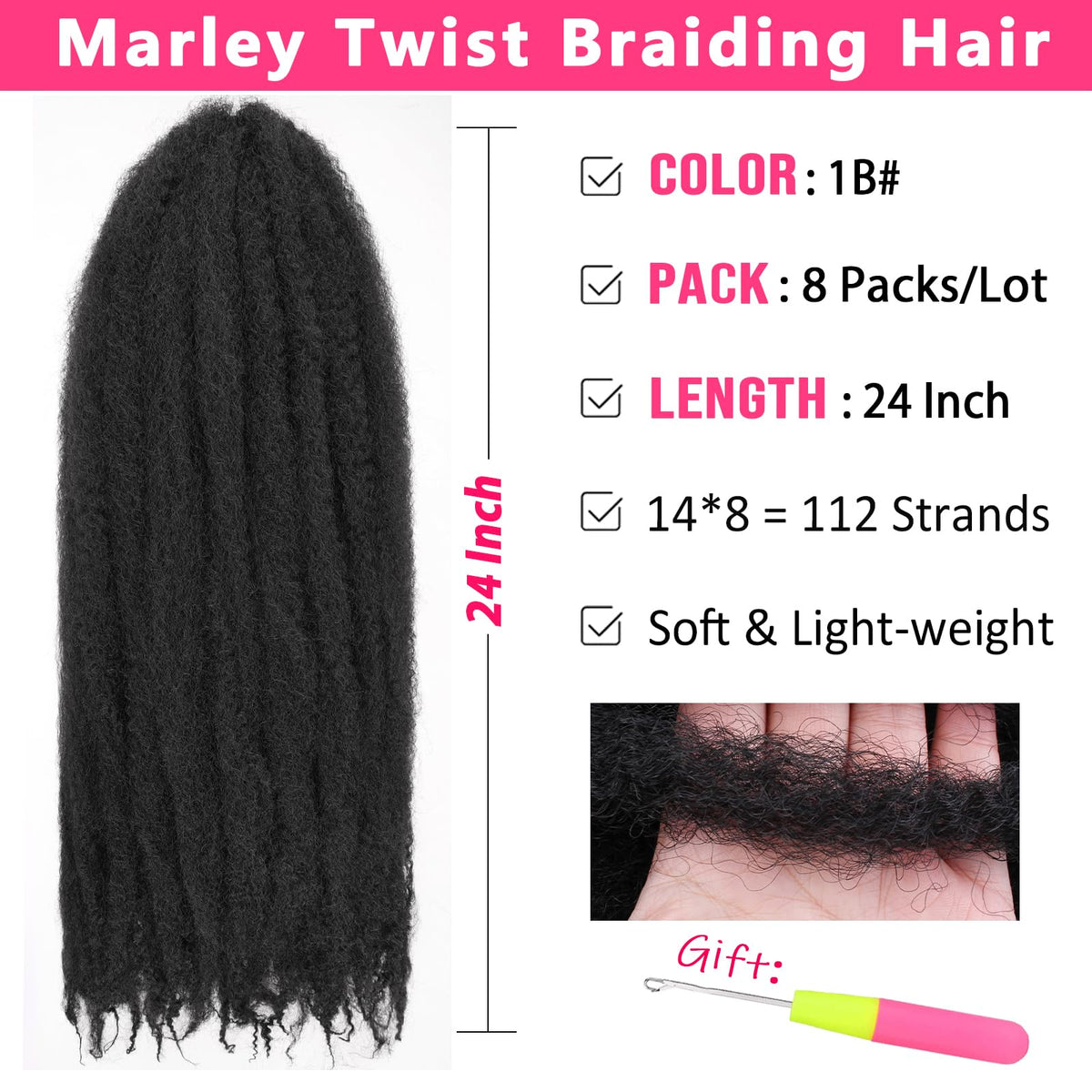 RuiYok Marley twist crochet braids 8 packs on display for easy prep