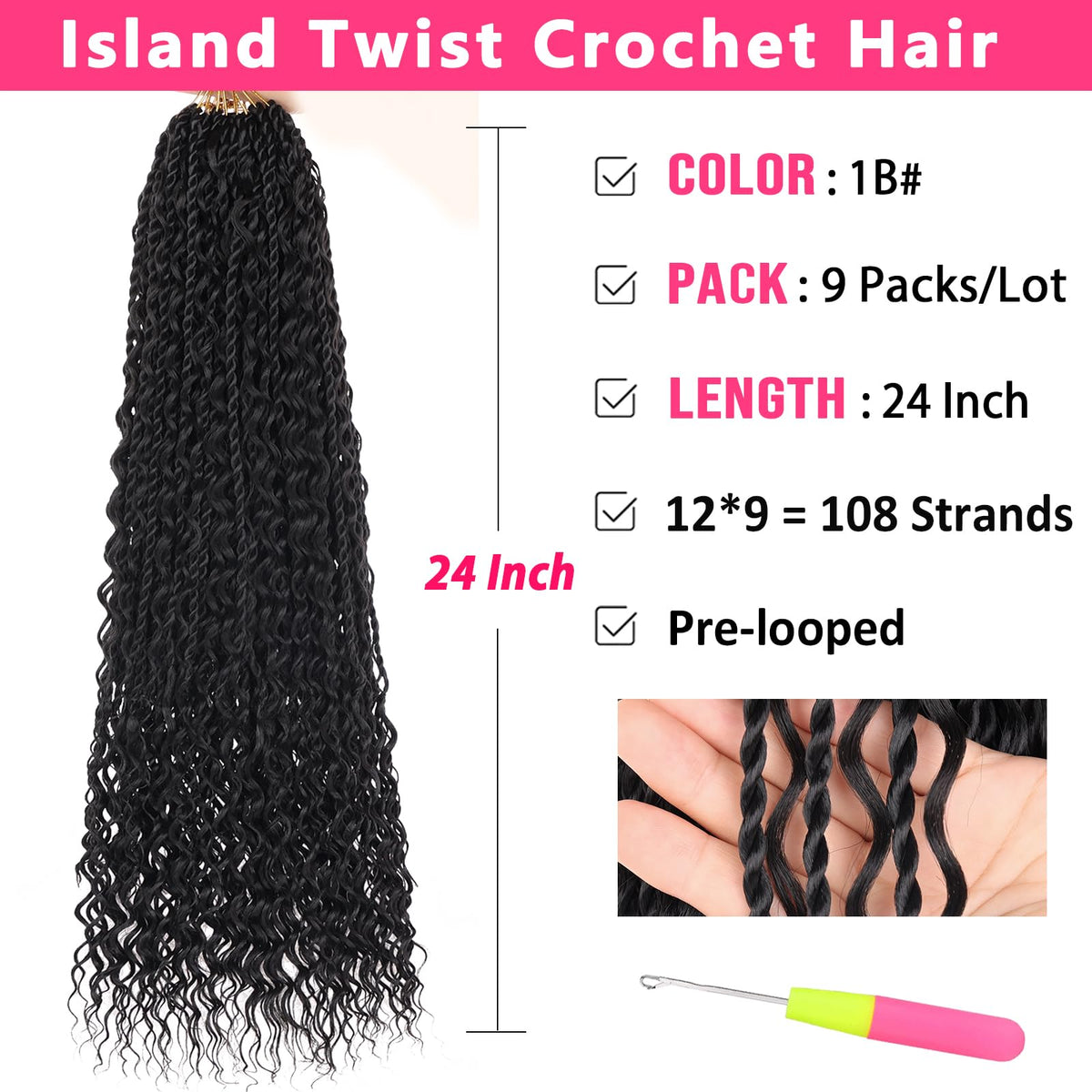 RuiYok pre-looped Boho Island twist for quick install and seamless style.