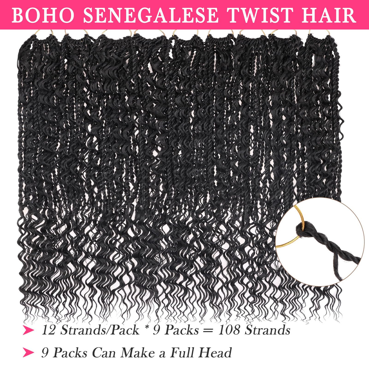 RuiYok soft-fiber Senegalese crochet hair feels silky and skin-friendly.