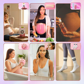 Rumbly pregnancy gift set packaging and contents for gifting.