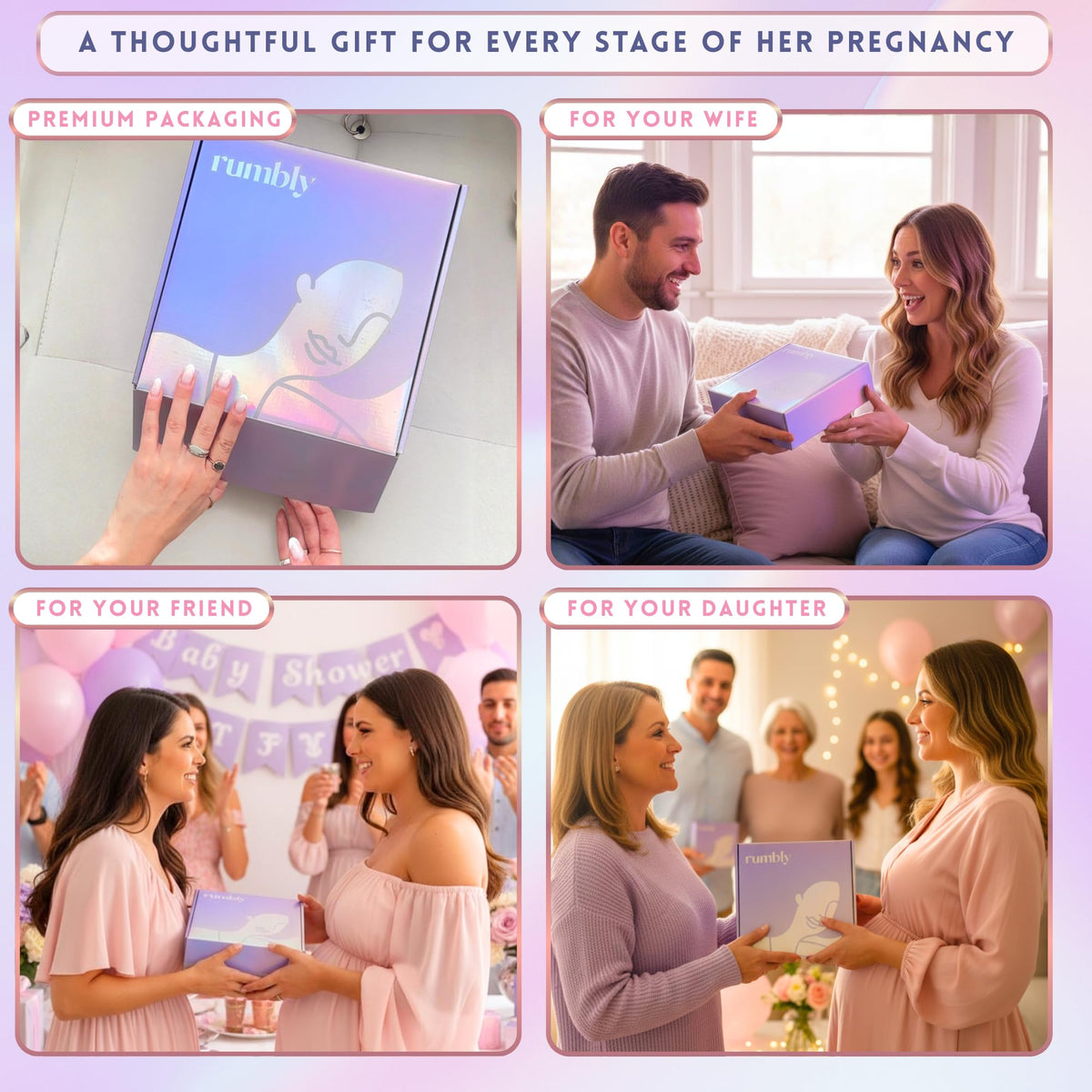 Rumbly pregnancy gift set blends self-care with practical pregnancy must-haves.