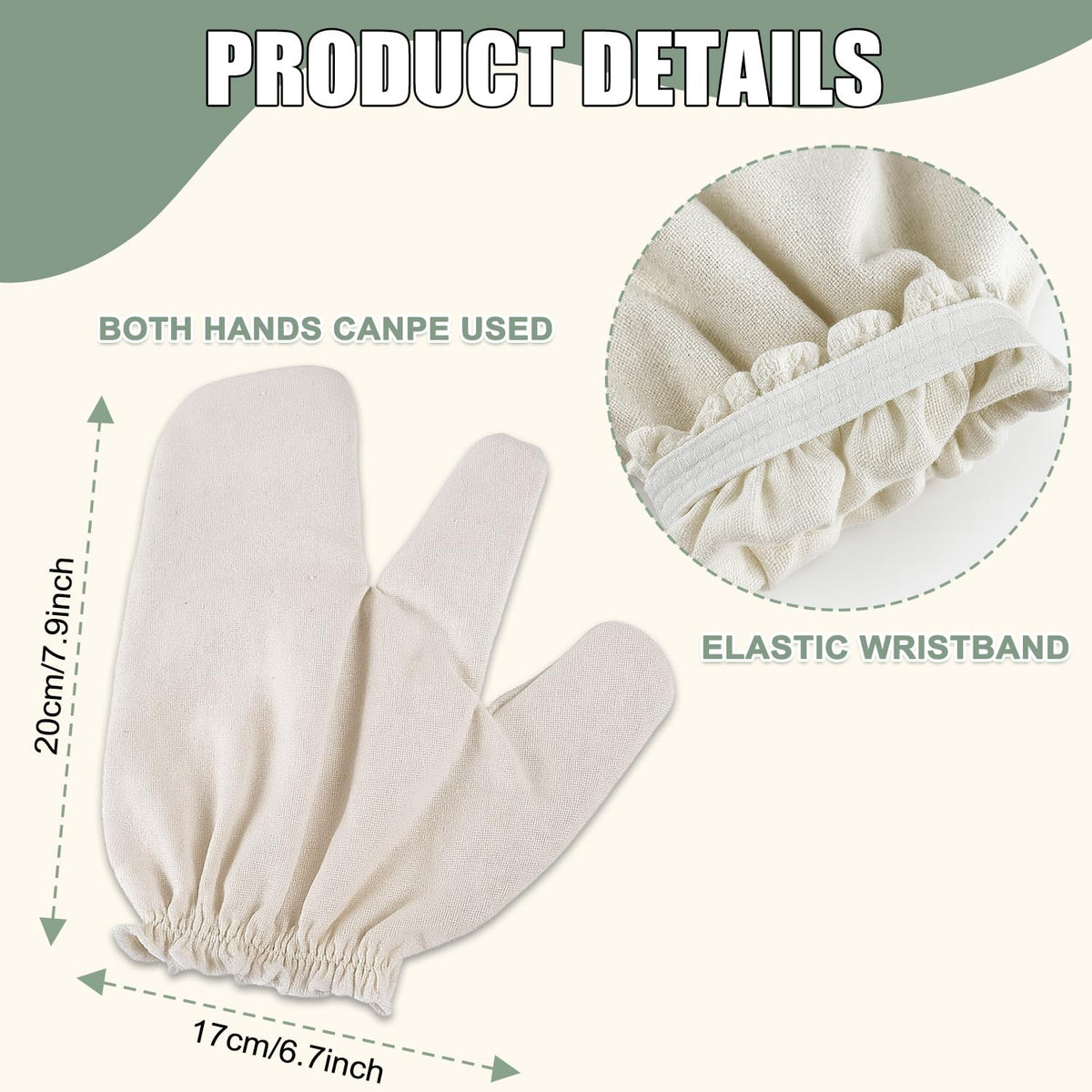 Close-up of elastic wristband keeps gloves secure during Ayurvedic dry brushing.