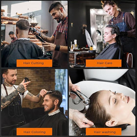 Run Pmy barber cape adjustable snaps fit different neck sizes.