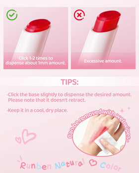 RUNBEN non-greasy texture absorbs quickly for comfortable lips.