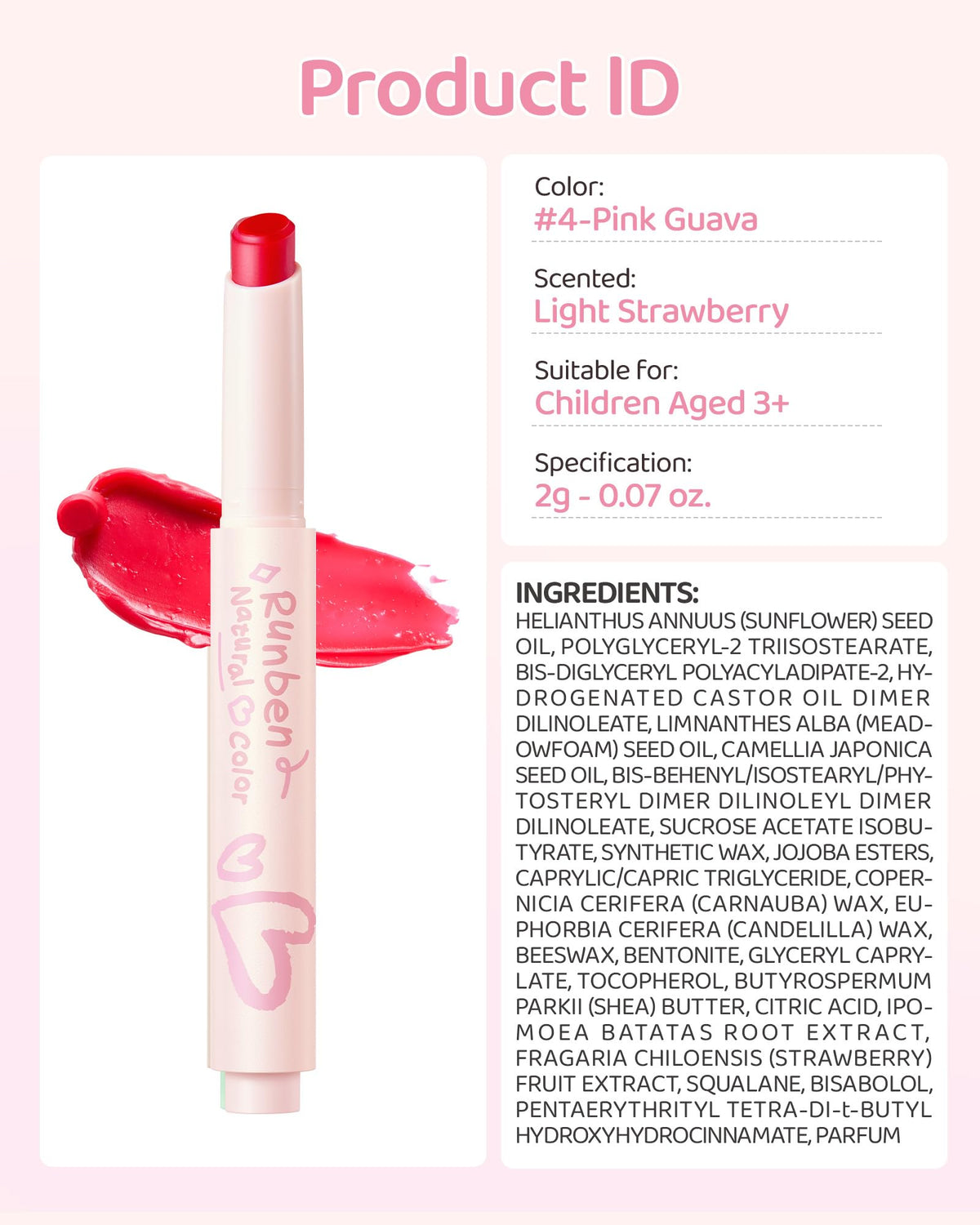 RUNBEN 24-hour-like moisture support for lips during activities.