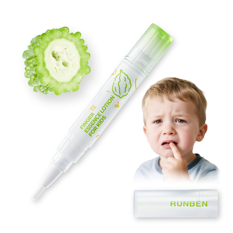 RUNBEN Stop Biting Nails pen applied to child's nails for deterrent taste