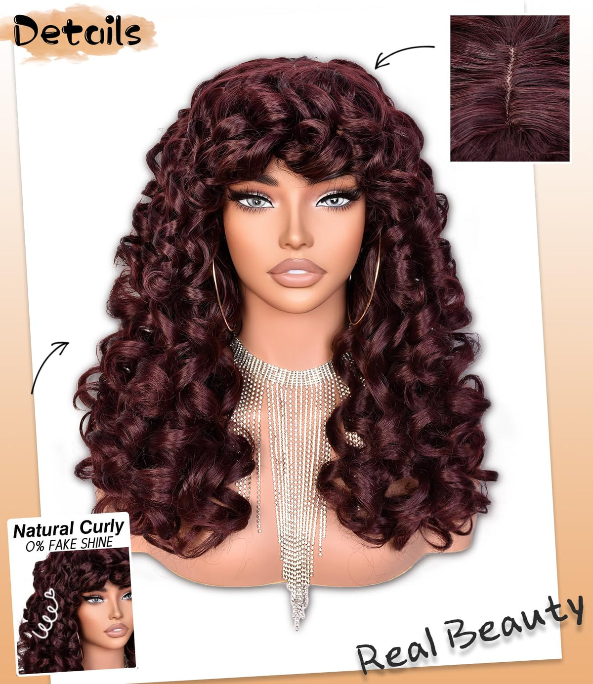 RunM Hair burgundy wig close-up highlighting soft texture and movement.