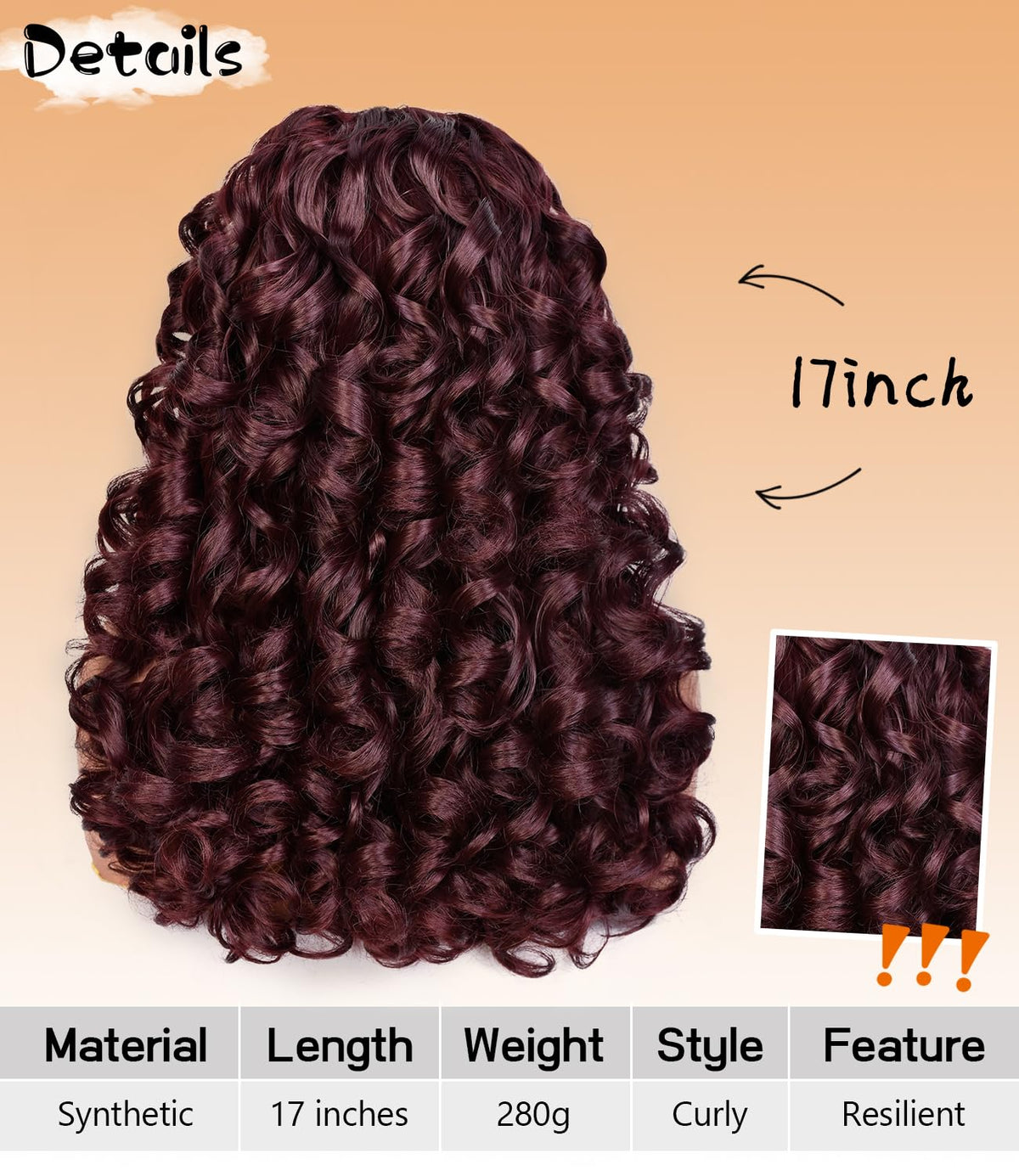 RunM Hair burgundy wig packaging and accessories showing a complete look.