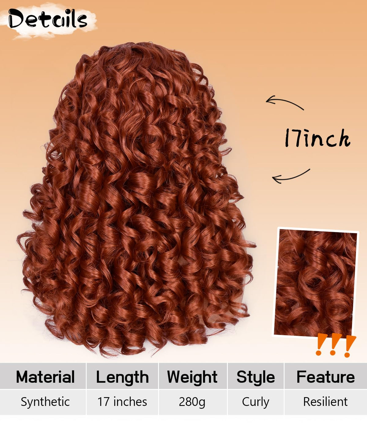RunM Hair ginger afro wig texture close-up emphasizes soft curls