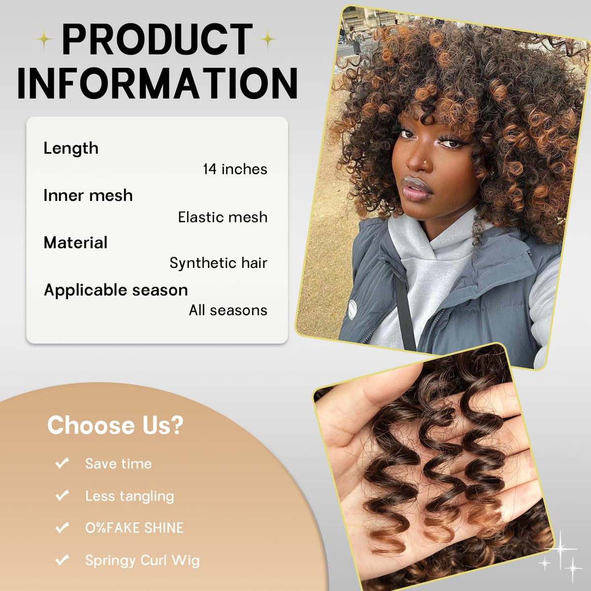 RunM hair short curly wig bangs ombre brown length enhances natural silhouette