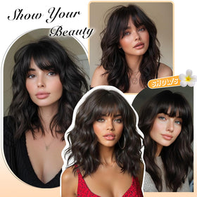 RunM Short Bob Wavy Wig adjustable strap design locks securely for stability