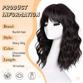 RunM Short Bob Wavy Wig side part demonstrates versatile daily styling