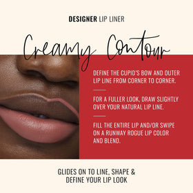Runway Rogue Designer Liner Lip Pencil Nude Awakening in use for precise application.