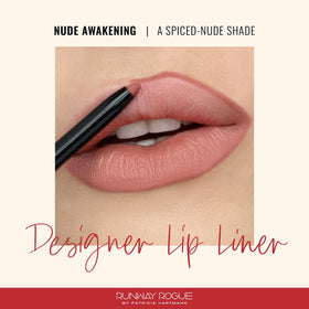 Runway Rogue Nude Awakening lip pencil swatch shows creamy long-wear color.