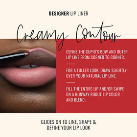 Runway Rogue lip pencil creamy texture delivering a smooth matte finish.
