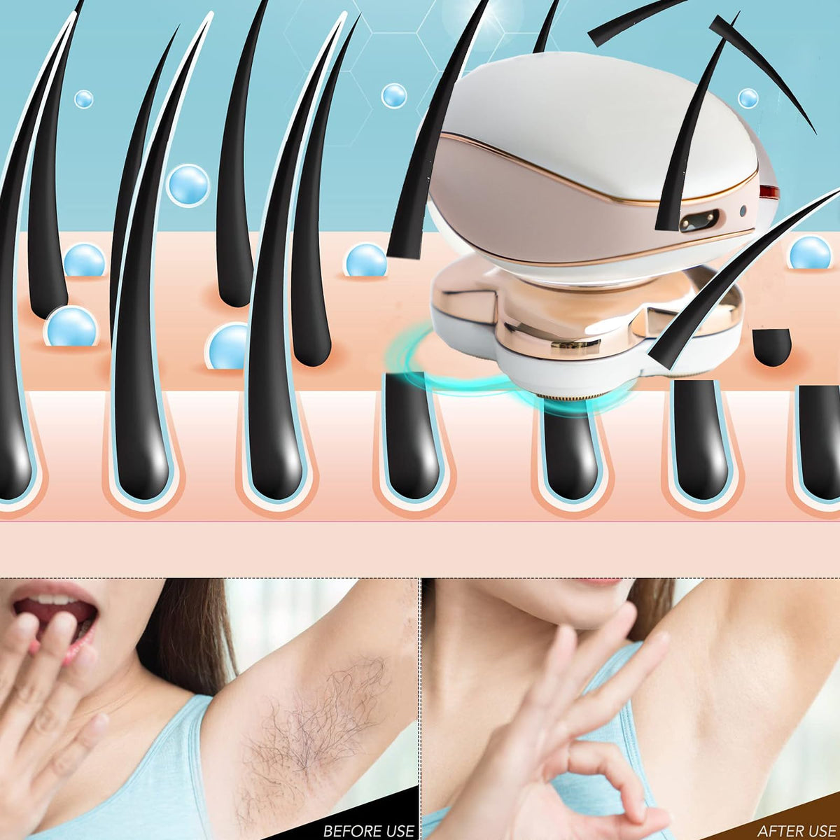 Ruiqas razor built-in LED lights help reveal every detail.