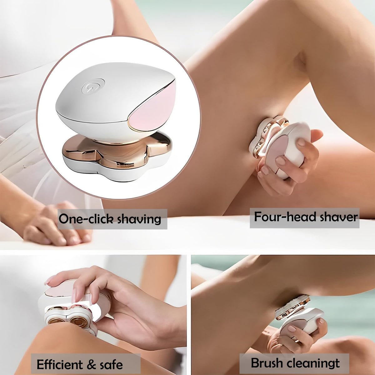 Ruiqas electric razor removes hair on legs and arms smoothly.