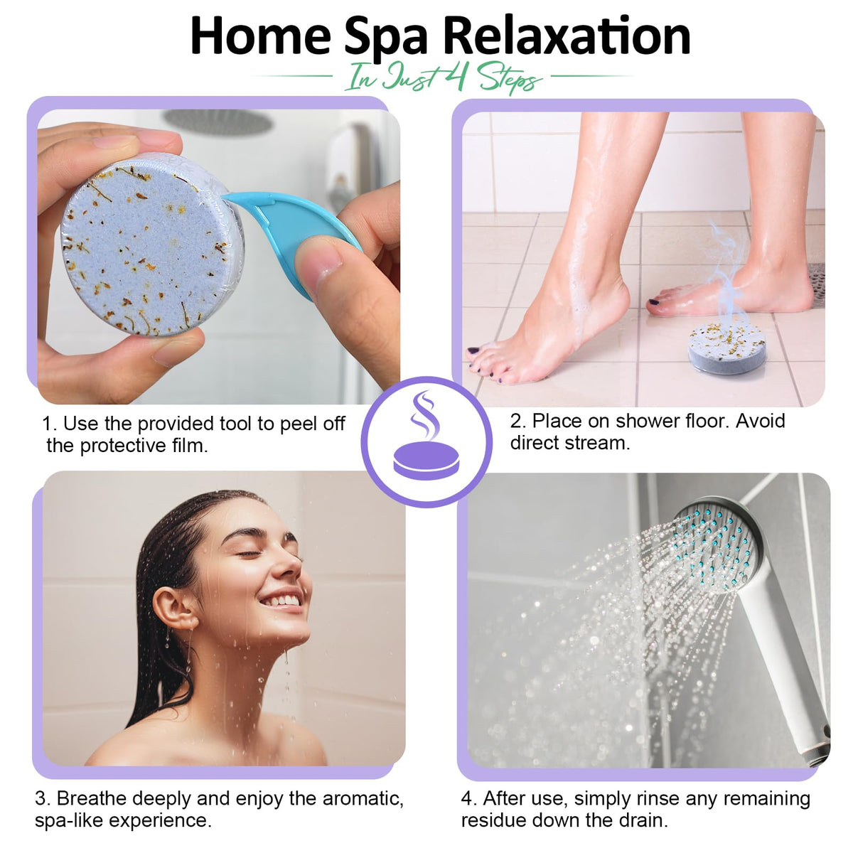 RUSEMLE lemon mint steam offering invigorating, citrusy notes during a shower.