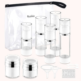 Rusikia 13-pack travel bottle set for organized on-the-go skincare.