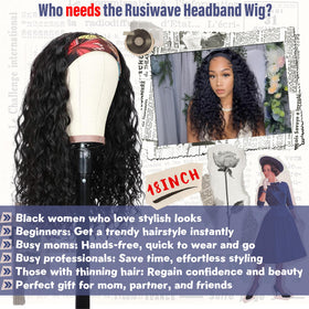 Rusiwave headband wig with four combs and adjustable straps for secure fit.